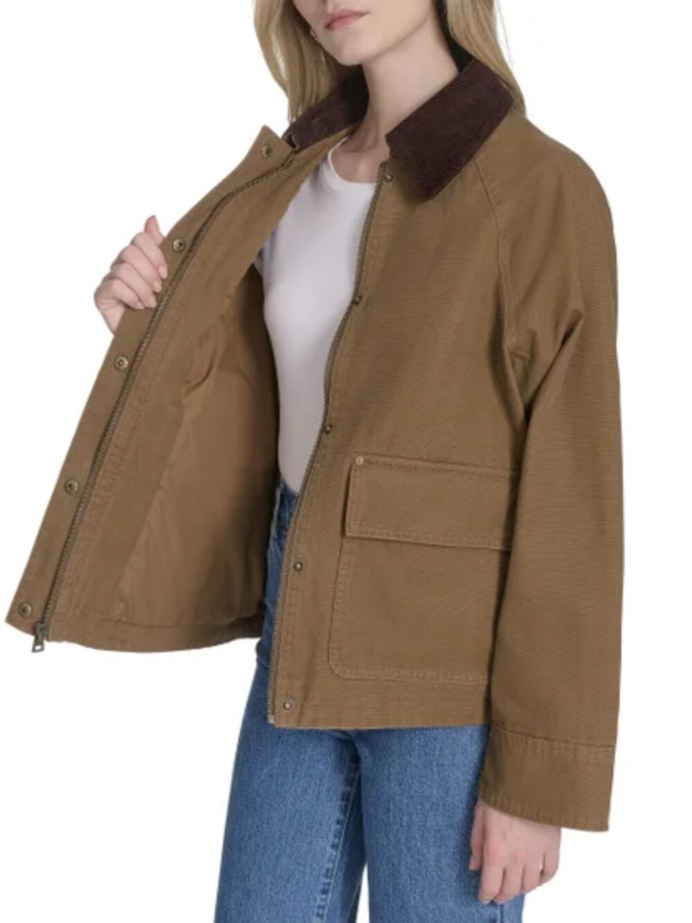 Levi’s Women’s Canvas Jacket Utility Workwear Casual Button Front Coat Tan - NWT - Picture 3 of 7